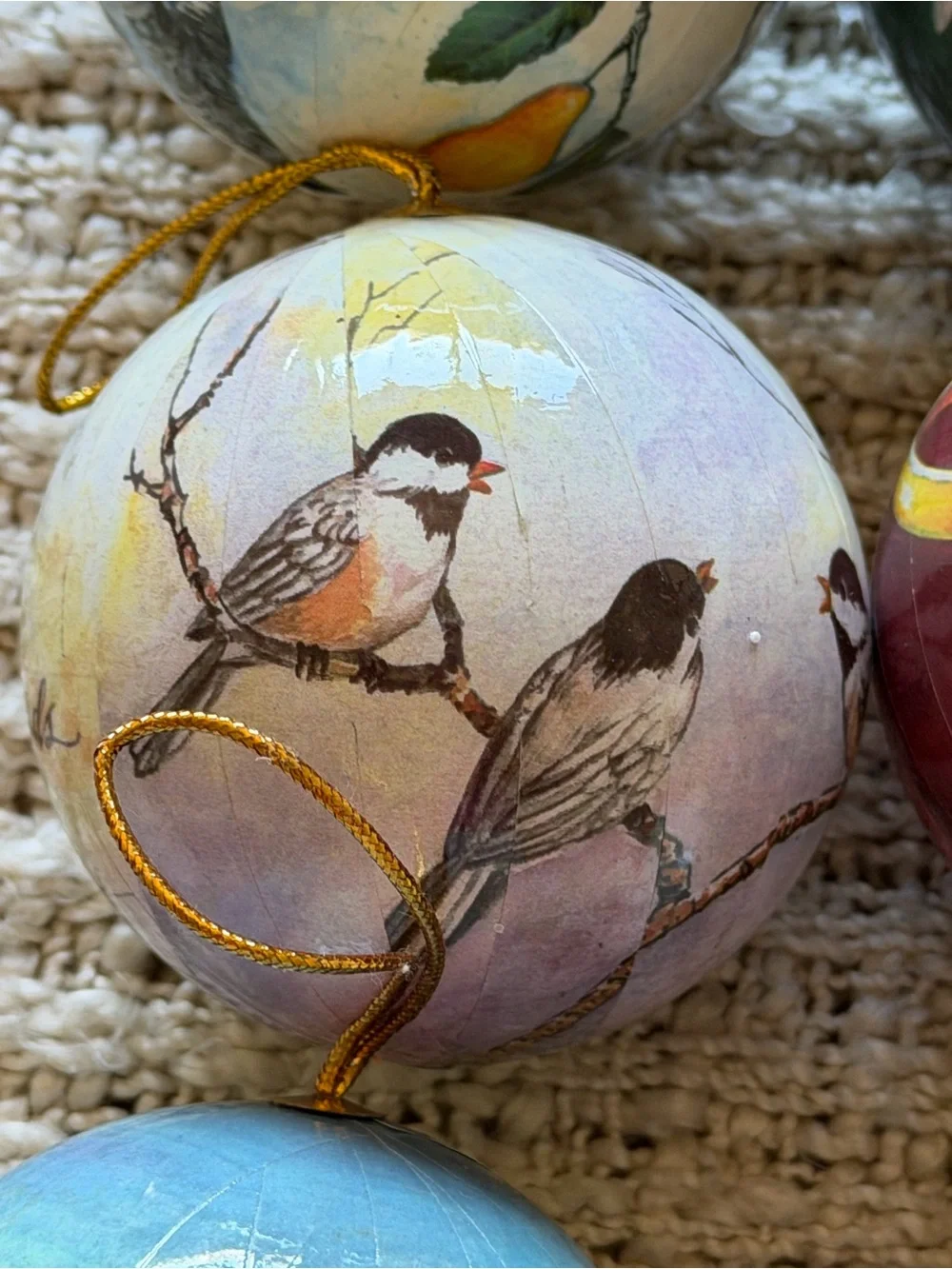 vintage set of 12 Days of Christmas tree ornaments